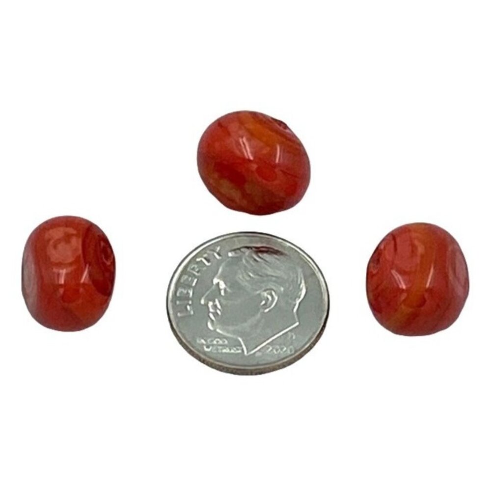 Red Swirled Glass Beads Lot For Jewelry Making